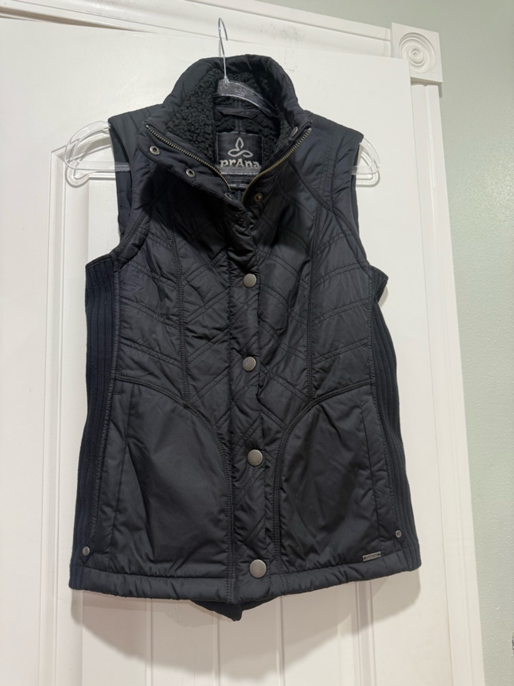 Prana Black Quilted Fleece-Lined Vest
